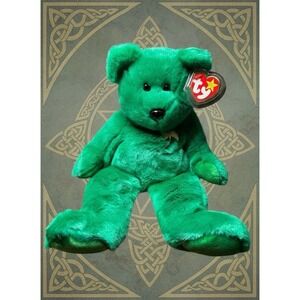 TY Beanie Buddy Plush Erin 14" MWMT Irish Clover TeddyBear 100% Tylon Error MWMT
